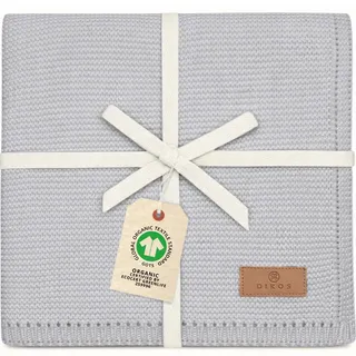 DIKOS Babydecke grau – 100% GOTS Bio-Baumwolle & OEKO-TEX® Standard 100, weich & atmungsaktiv, Strick- & Kuscheldecke für Neugeborene Mädchen & Jungen, Ganzjahresdecke, Geschenk zur Geburt