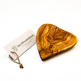 das Olivenholzbrett® Schale in Herzform aus Olivenholz/Herzschale aus Holz/Schälchen in Herzform /15cm