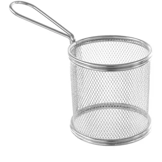 HENDI Miniatur Snack Frittierkörbe, Servieren, Frittierkorb, Frites, Pommes, geeignet für Geschirrspüler, 90x90x(H)90mm, Edelstahl