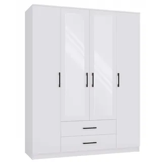 Topeshop ROMANA 160 BIEL, Weiß, Garderobe, 11 Regale, 4 Tür(en), Weiß, Partikelbord - Weiß