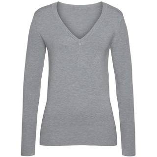 VIVANCE V-Ausschnitt-Pullover Damen grau-meliert Gr.36/38