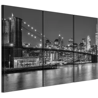 LUMASOUL Wandbilder 3er Set für Wohnzimmer Leinwandbild New York 120x80 cm | 3-teiliges Leinwandbild für Schlafzimmer, Flur, Büro und Küche