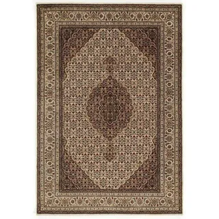 Orientteppich OCI DIE TEPPICHMARKE "CAVARI MAHI" Gr. 13, beige (creme), B:80cm H:5mm L:300cm, Seide, Wolle, Teppiche, Orientteppich, handgeknüpft, mit Fransen, Wolle mit Seide, Wohnzimmer