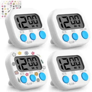 4 StüCk KüChentimer Digital,GeeRic Eieruhr Digital,Magnetisch Stoppuhr Timer, Geeignet Zum Kochen, Backen, Sport, Lernen