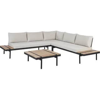 Beliani Lounge Set 4-teilig 5-Sitzer hellbraun cremeweiß