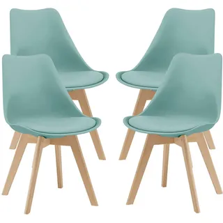 [en.casa] Esszimmerstuhl Fläten Kunstleder grün 4er Set