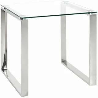 Haku-Möbel Beistelltisch Edelstahl Metall, Glas quadratisch Kufe 55x55x55 cm
