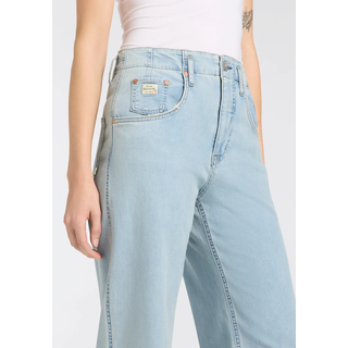High-waist-Jeans HERRLICHER "Baggy Straight Denim Light", Damen, Gr. 30, Länge 32, paradieso, Denim/Jeans, Obermaterial: 98% Baumwolle, 2% Elasthan, loose fit, Jeans High-waist-Jeans