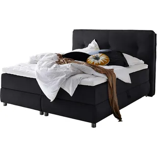 Atlantic Home Collection Boxspringbett »Tilo« mit Tonnentaschen-Federkernmatratze, inkl. Bettkasten und Topper schwarz,
