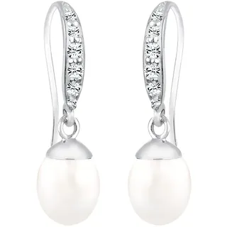 Elli Ohrhänger Süßwasserzuchtperlen Kristalle weiß 925 Sterling Silber