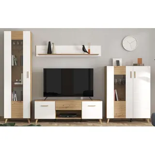 INOSIGN Wohnzimmer-Set »Bretagna Wohnwand, Mediawand, Anbauwand, TV-Wand, Breite 302 cm« Komplett-Set, 4 Stk. tlg., beige