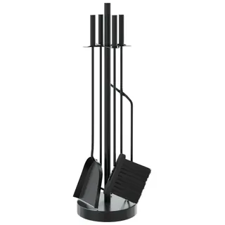 vidaXL 5-teiliges Kaminbesteck-Set 18 x 66 cm Stahl - Schwarz