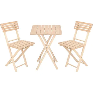 SPRINGOS Gartenmöbel Möbel Set Holzmöbel für Garten Balkon Gartenstuhl Klappstuhl - Naturbelassen