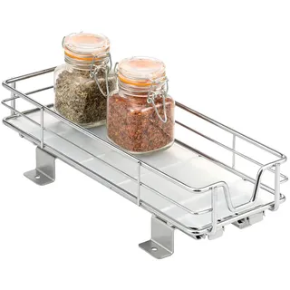 bremermann Teleskop-Gewürzregal ausziehbar mit Einlegeboden aus verchromtem Metall , 11.5x8x29 cm , Küchenzubehör