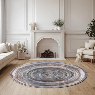 WTHYGB Abstrakt Rund Teppich Waschbarer, 90 cm Runder Wohnzimmer Schlafzimmer rutschfest Carpet, Kunstwolle Küchenteppich, Weicher Kreis Teppich für Kinderzimmer Esszimmer Büro #Y1033
