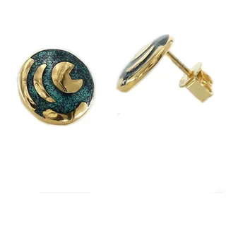 Ohrstecker 12mm grün emailliert Himmelsscheibe von Nebra Sternenschmuck 925-Silber