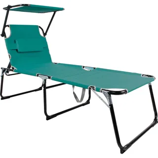 Linder Exclusiv Garten-Liegestuhl XXL mit Baldachin Aqua