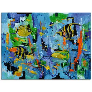 Artland Glasbild »Abstrakt Fische Blau« Wassertiere 1 Stk. tlg. in verschiedenen Größen, gelb