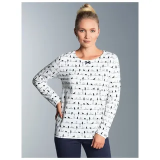 Trigema Schlafanzug »TRIGEMA Langarmshirt mit Katzenmotiv« 1 tlg., weiß