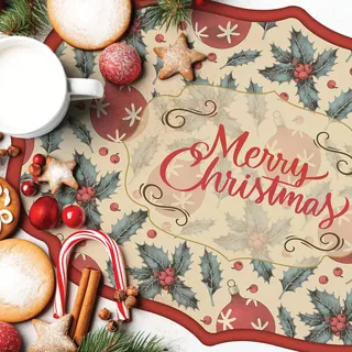 CREARREDA Tischsets Weihnachten 4er Set Frühstücksbrettchen aus PVC, 48 x 33 cm, rutschfest, waschbar, schmutzabweisend, hitzebeständig, Made in Italy