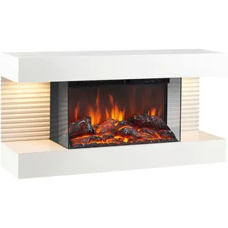Elektrokamin , Weiß , Metall, Glas , 82.0x41.8x21.7 cm , Fernbedienung, Flammeneffekt separat schaltbar, Überhitzungsschutz, Thermostat, Dimmer , Elektrogeräte, Heizgeräte, Elektrokamine