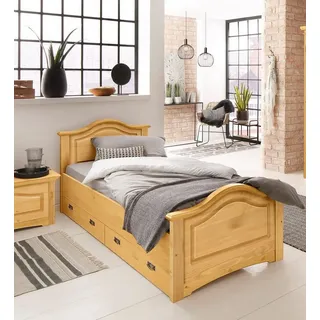 OTTO home »Konrad, Stauraumbett, Messinggriffe, rustikaler Landhausstil« mit FSC®-zertifiziertem Massivholz, Liegehöhe 40 cm,