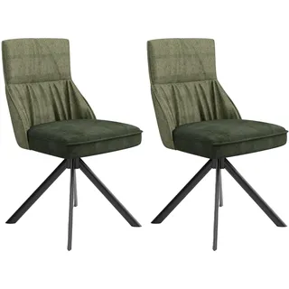byLIVING Esszimmerstuhl CALIFORNIA, 2er Set, Webstoff grün Gestell schwarz
