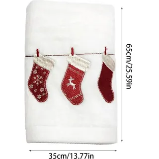 3PCS Weihnachten Handtücher Waschlappen Reine Baumwolle Bad Weihnachten Küche Handtücher Waschbecken Handtücher - Weiß