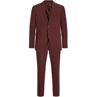 Anzug JACK & JONES "JPRFRANCO Extra schmal, pflegeleicht, stilvoll mit fallendem Revers", Herren, Gr. 56, N-Gr, rot (bitter chocolate), Web, Obermaterial: 78% Polyester, 17% Viskose, 5% Elasthan, unifarben, slim fit, Anzüge Anzug, Materialmix aus Polyester, Viskose und Elasthan