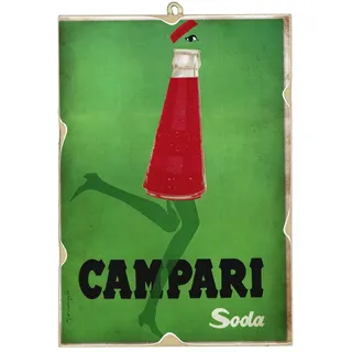 KUSTOM ART Bild im Vintage-Stil, Vintage-Stil, Serie Werbung (Campari Soda), Druck auf Holz, 25 x 18 cm.