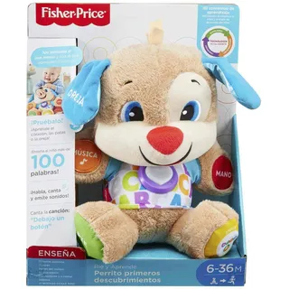 Fisher-Price Lernspaß-Hündchen mit drei Stufen | sprechendes Kuscheltier mit Musik als Kinderspielzeug und Baby Spielzeug | Interaktiver Teddybär, Version: Spanisch, FPM53