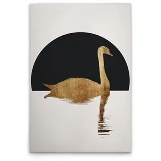 A.S. Création Leinwandbild Schwan Schwarz Gold - Wandbild in Creme, Schwarz - 60 x 90 cm - DD131759