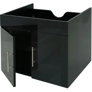 Mendler Waschbeckenunterschrank HWC-D16, Waschtischunterschrank Waschtisch Unterschrank Badmöbel, FSC® hochglanz 60cm ~ schwarz