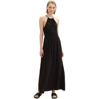 TOM TAILOR Denim Damen Maxi-Kleid mit Neckholder, deep black, M