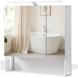 VASAGLE Spiegelschrank 70 cm weiß LED