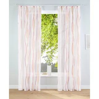 Gardine OTTO HOME "Dimona" Gr. 1, orange (creme, terra), B:140cm H:145cm, Voile, Polyester, Gardinen, Gardine, 2er-Set, Bestseller, Polyester, Wellen, Topseller