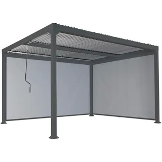 Mendler Alu Pergola HWC-L41 3,06 x 3,7 m inkl. 2 Seitenteile Anthrazit/Grau