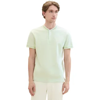 TOM TAILOR Herren Basic Piqué Poloshirt mit Stehkragen, tender sea green two tone, M