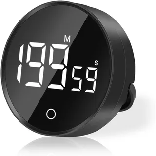 GlasFlength Digitaler Küchentimer Magnetischer, Eieruhr Timer 120-Minuten mit 3 Lautstärkestufen Countdown Countup Timer Große LED Bildschirm Kurzzeitwecker für Kochen Backen Sport Studieren (Schwarz)