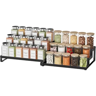 ZDDLOINP 3 Ebenen Erweiterbares Gewürzregal, Gewürzregal Stehend, Küchen Gewürz Organizer, Gewürzregale für Schrank Arbeitsplatte