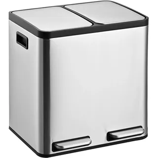Gardissimo RUBI XL Duo Mülleimer Edelstahl Abfalleimer Treteimer 2x30 Liter
