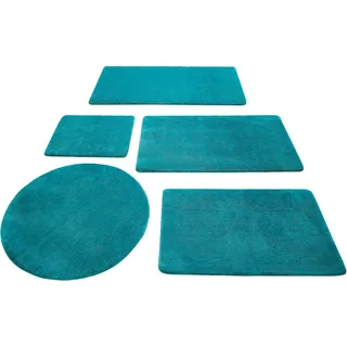 Wecon home Basics Badematte "Joris" Höhe 20 mm rutschhemmend beschichtet strapazierfähig waschbar, viele Größen, Badezimmerteppich, uni, türkis