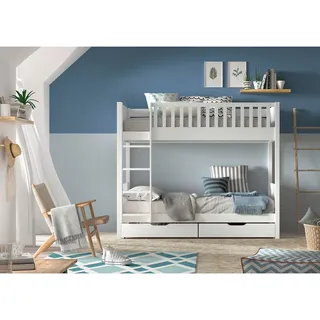 Vipack Etagenbett , Weiß , Holz , Kiefer , massiv , Höhe ca. 20 cm , 90x200 cm , Babymöbel & Kindermöbel, Kinderzimmer & Jugendzimmer, Stockbetten
