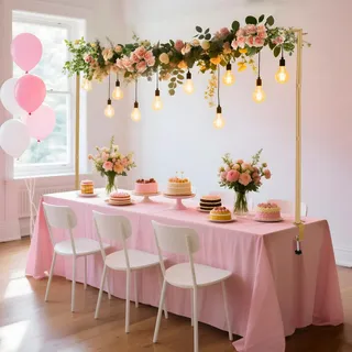 Tischstange Dekostange Goldfarbener, Verstellbar Tischbogen mit Klemmen, 120CM-260CM Tisch Deko Stange, Metal Over Table Hanging Rod für Weihnachten, Hochzeit, Geburtstag, Party-Dekoration