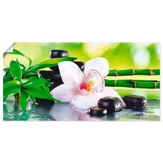 Artland Wandbild "Spa Steine Bambus Zweige Orchidee" Zen 1 Stk. tlg. als Alubild, Leinwandbild, Poster in verschied. Größen, farbe bild(er): grün
