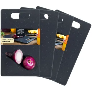 Moritz & Moritz 4x Schneidebrett Kunststoff Set in Granit Optik - 25 x 15 cm - Schneidebretter BPA frei - Frühstücksbrettchen - Schneidebrett Set hygienisch und spülmaschinenfest
