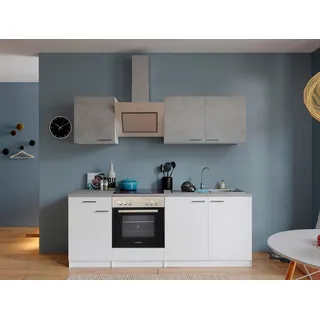 Respekta Küchenblock Malia mit Geräten ca. 210 cm Weiß/Grau