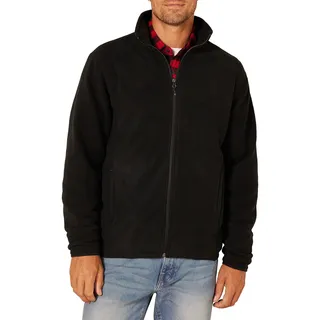 Amazon Essentials Herren Fleecejacke mit durchgehendem Reißverschluss (in Big und Tall erhältlich), Schwarz, XL