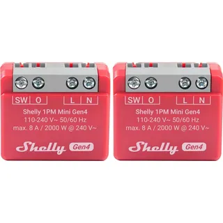 Relais 1PM Mini Gen4, 8 A, WLAN, Bluetooth, rot, 2 Stück