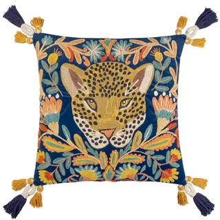Wylder Tropics Regal Leoparden-Stickerei Samt Polyester gefüllt Kissen